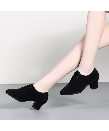 Inlefen Women's Latin Dance Shoes - Salsa & Tango Lace Up Leather Block Heel - 40 EU Black - 5cm Height - Buy Online on GoSupps.com