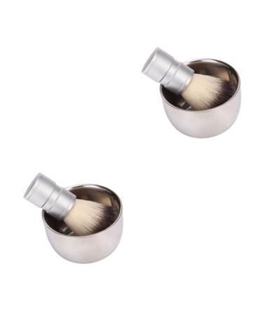 Frcolor 2st Razor Shell Razor Cream For Men Travel Razor Cream Razor Razor Razor Brush brush Poring Razor Foam shell Razor cup Rustproof steel shaving metal bowl