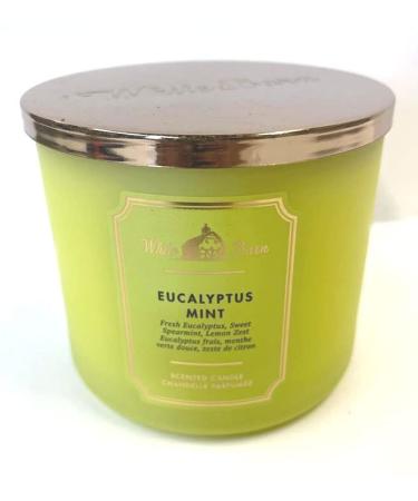 Bath and Body Works White Barn 3-Wick Candle w/Essential Oils - 14.5 oz - 2021 Core Scents! (Eucalyptus Mint)