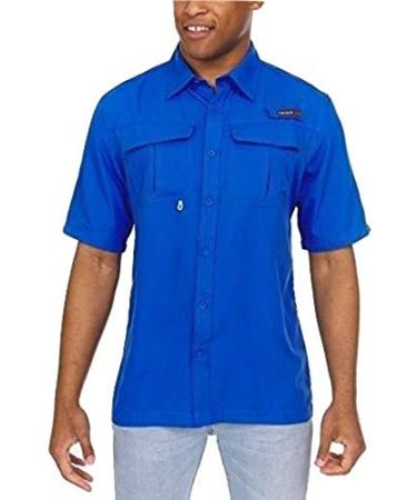 Swiss Alps Mens Short Sleeve Lightweight Breathable Outdoor Fishing Shirt Deep Blue Large
