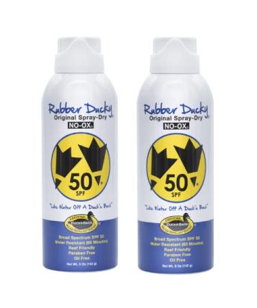 Rubber Ducky SPF 50 Original Spray-Dry Sunscreen for Face and Body Oil-Free Oxybenzone-Free Octinoxate-Free (NO-OX) - 2 Pack of 5 Ounce Spray Cans 2.50 Fl Oz (Pack of 2)