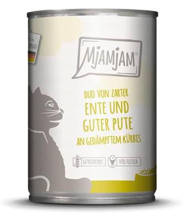 Mjamjam Premium Grain-Free Wet Cat Food - Duck & Turkey Duo in Pumpkin 6-Pack (6 x 400g) - Extra Meat Delight - Buy Online on GoSupps.com