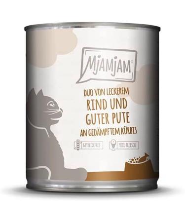 Mjamjam Premium Wet Cat Food - Duo Beef & Turkey on Pumpkin 6-Pack (800g) - Grain-Free Extra Meat - Buy Online on GoSupps.com