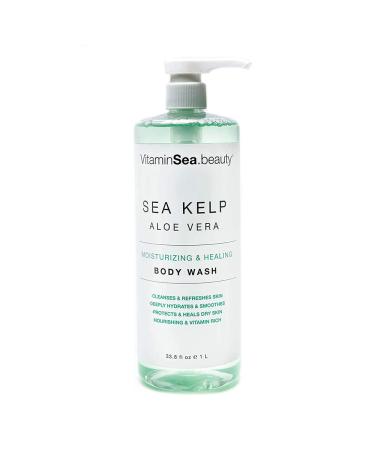VITAMINS AND SEA BEAUTY Moisturizing Hydrating Body Wash Bath Shower Gel Botanical Balancing Sea Kelp and Aloe Vera 32 Fl Oz