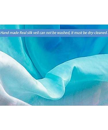 KIKIGOAL 100% Silk Belly Dance Veil & Hand Scarf 1.14x2.5m - Blue/White - Buy Online on GoSupps.com