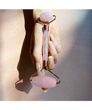 Natural Vibes Rose Quartz Roller & Massager for Face & Neck | FREE Gold Beauty Elixir Oil | International Shipping Available - Buy Online on GoSupps.com