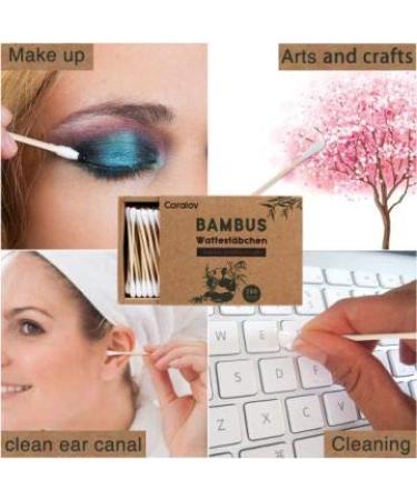 Bamboo Cotton Swabs 200pcs | Double Tipped Wooden Vegan Swabs - Recyclable & Biodegradable | Ear & Makeup Cleaning - Buy Online on GoSupps.com