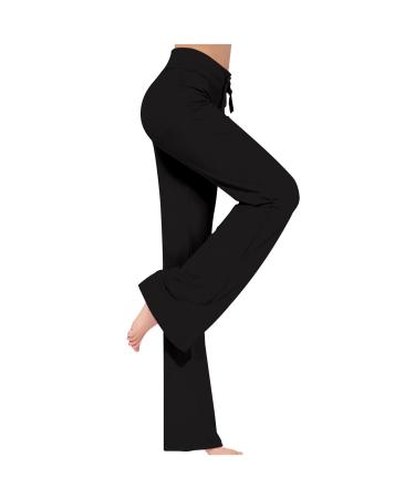 Wide Leg Yoga Pants for Women High Waisted Cozy Palazzo Pants Dressy Casual Lounge Pants Soft Sports Athletic Sweatpants 02-black Medium