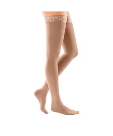 mediven comfort for women 30-40 mmHg Thigh High Stockings w/Lace Top-Band Closed Toe Natural II-Petite Natural 2 Petite