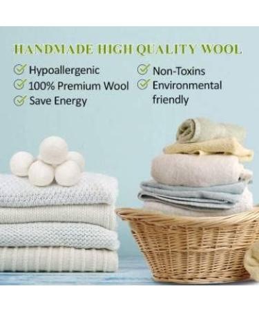 Organic Wool Dryer Balls - Natural Fabric Softener | Premium New Zealand Wool | Reduces Wrinkles & Drying Time | XL Pack of 6 - Buy Online on GoSupps.com