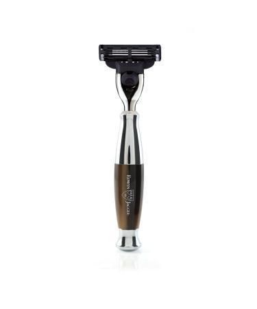 Edwin Jagger Chrome Mach3 Razor Handle - Orange Imitation Horn - Premium Shaving Accessory for International Shipping - Buy Online on GoSupps.com