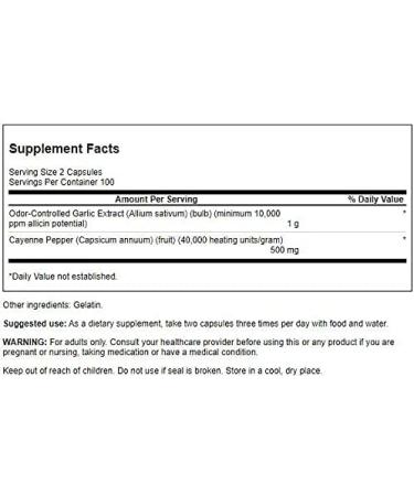 Swanson Garlic Cayenne 200 Capsules - Powerful Immune Support - Buy Online on GoSupps.com