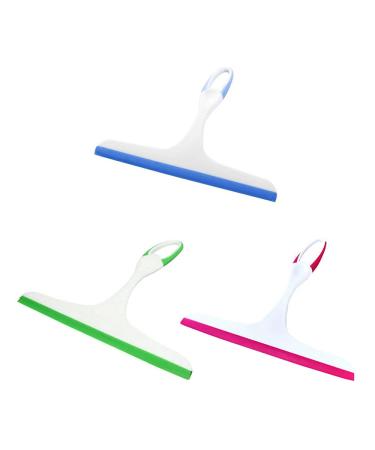 3 Pcs Shower Window Squeegee Silicone Handheld Wiper Car Squeegee Window Cleaner for Bathroom Home Mirrors Floor Window Car Glass (Blue+Green+Rose red)