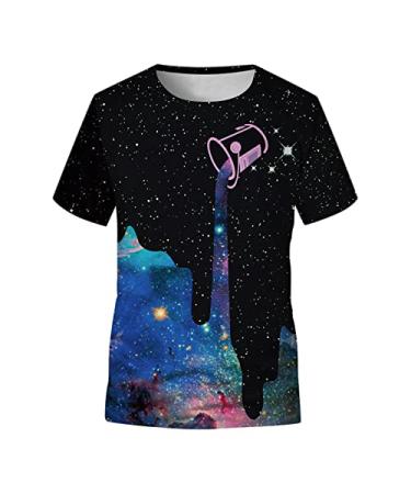 Teen Boys Print Kids Big Girls Blouse Summer T-Shirt Casual Clothes 3D Tops Girls Tops Shelf Bra Black 9-10 Years