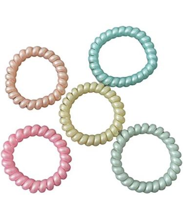 Spiral Hair Bands Plastic Hair Coil Ties Ponytail Bunches Holder Cord Bobbles for Women Girls Pastel Pearl 5pc Set - Buy Online on GoSupps.com