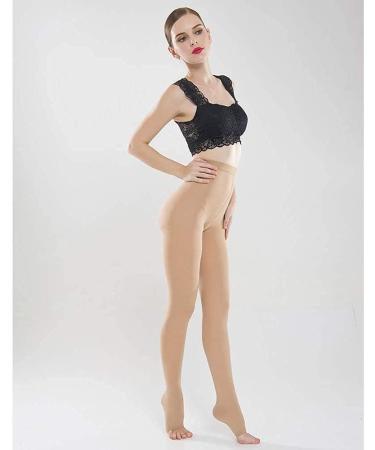 Buy Women's 20-30 mmHg Compression Tights | Medical Gradient Support Stockings for Varicose Veins | Open Toe Beige S - Buy Online on GoSupps.com