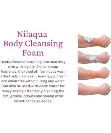 Nilaqua Rinse Free Body Wash Foam | Full Body Cleansing Foam for Elderly and Hospital Care | Wipe Away Cleanser | No Water Required | Aerosol Free 200ml - Buy Online on GoSupps.com