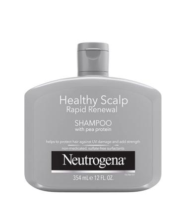 Neutrogena Healthy Scalp Rapid Renewal Shampoo with Pea Protein, UV Damage Protecting for Strong Healthy-Looking Hair, Unscented, White, 12 Fl Oz