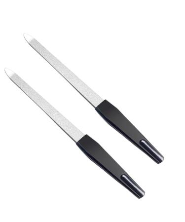 2pcs Stainless Steel Metal Nail File Plastic Handle Sapphire Nail Sanding File Nail Buffer Nail Care Manicure Pedicure Accessories Tool (6.8)