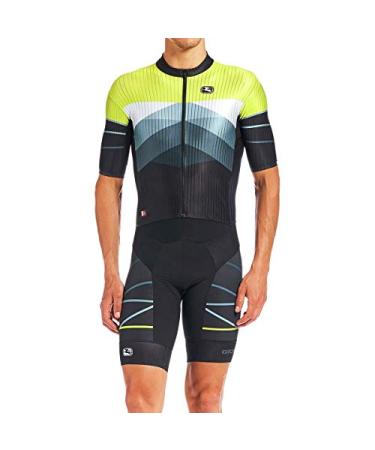 Giordana Men's FR-C Pro Tri Short Sleeve Cycling Doppio Suit Lime Punch/Black X-Large