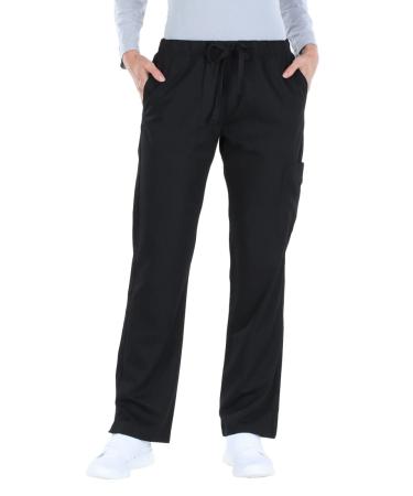 Olivia Rae Women's Elastic Waistband with Drawstring Stretch Scrub Pant Medium Jet Black