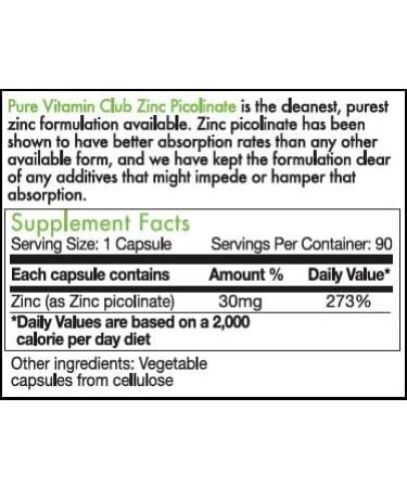 Pure Vitamin Club Zinc Picolinate - Essential Mineral Supplement - Buy Online on GoSupps.com