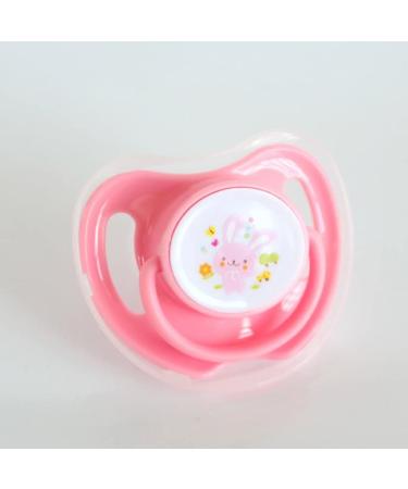 Xinsany Baby Silicone Pacifier Butterfly Shape Hygienic Cap with Animal Pattern Including 4 Round Head Pink