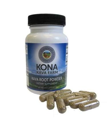 Kona Kava Farms 10% Kavalactone Kava Root Extract Powder Capsules (60 Capsules)