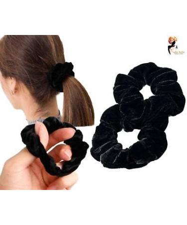 2 Pieces Velvet Hair Scrunchies Black Elastics Scrunchy Bobbles Soft Hair Bands Hair Ties - Buy Online on GoSupps.com