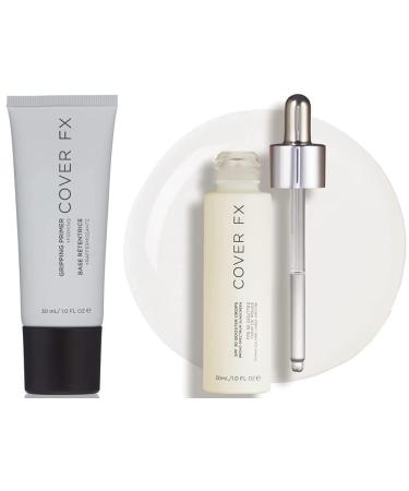 Cover FX Makeup Foundation Gripping Primer Tighten & Firm Skin Complexion 1 Fl Oz & COVER FX SPF 30 Booster Drops 1 Fl Oz