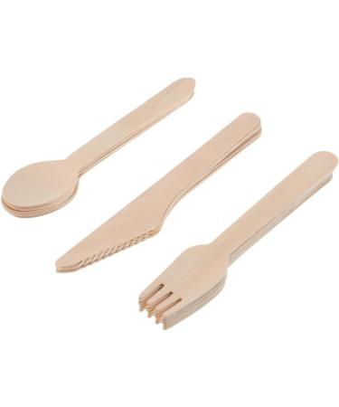 (300 Count) Disposable Wooden Cutlery Set - Alternative to Plastic Cutlery Eco Friendly Biodegradable Compostable Cutlery Set - 100 Wood Spoons 100 Wooden Knives 100 Wooden Forks - Buy Online on GoSupps.com
