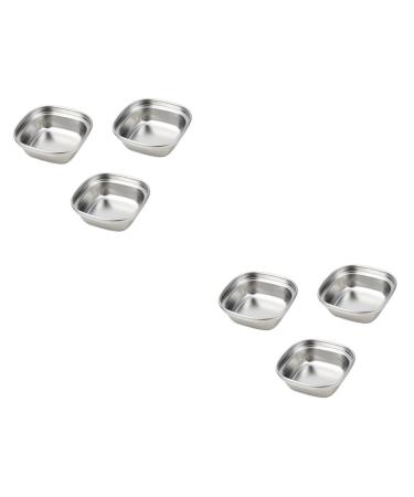 Zerodeko 6 Pcs Mini Individual Sauce Bowl Stainless Steel Snacks Dish Sauce Dish Ketchup Dish Sushi Seasoning Plate Stainless Steel Dish Soy Sauce Serving Dish Small Plate Hot Pot re-usable 8.3X8.3cmx2pcs Silverx2pcs