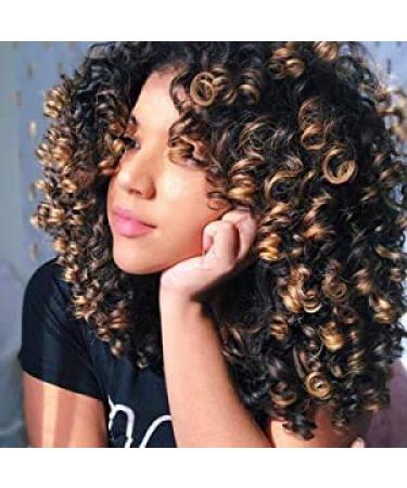ColorfulPanda Afro Wig | Synthetic Brazilian Curly Hair for Women | Kinky Curly Short Wigs in Black Brown Ombre - Buy Online on GoSupps.com