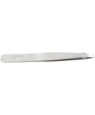 Eyebrow Tweezers with Comb Smooth Slant Tip Eyebrow Tweezers Ergonomic Stainless Steel Safe for Home (Silver) - Buy Online on GoSupps.com