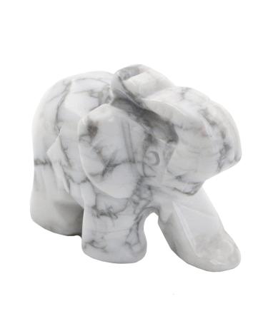 Ouubuuy Howlite Crystal Elephant Ornament Gemstone Elephant Crystals and Gemstones Healing Statue 1.5 inch