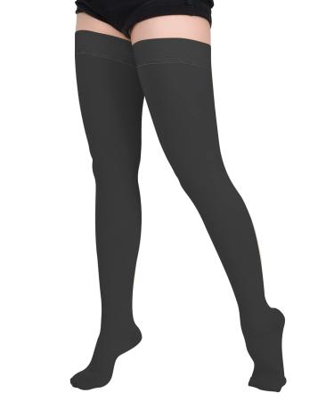 Bemobo Medical thigh compression stockings for women and men 20-30 mmHg a graded support hose for relieving varicose veins black (3) l