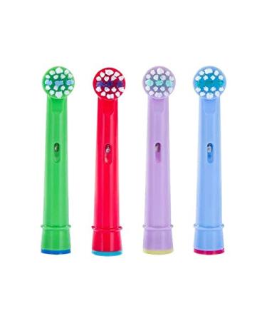 4 Pack Kids Toothbrush Heads Compatible with Most Braun Oral B Kids Electric Toothbrushes Dentia Multicolored Replacment Heads (4 Pack) 4 Count (Pack of 1)