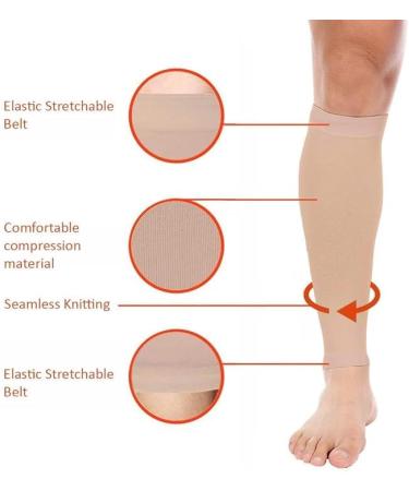 Unisex Free Size Beige Leg/Calf Sleeves - 1 Pair | International Shipping Available - Buy Online on GoSupps.com