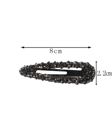 Sparkly Czech Crystal Snap Clips - Black Stone Hair Barrettes for Women - 2 Pack - Buy Online on GoSupps.com