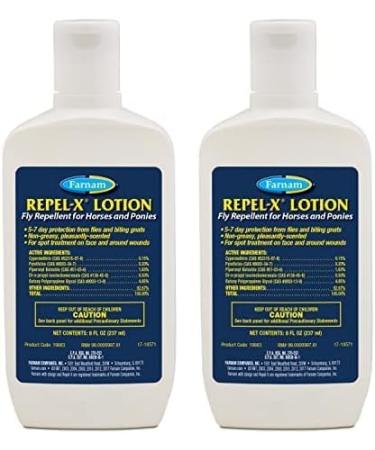 Farnam Repel-X Lotion Fly Repellent for Horses and Ponies Lotion - Pack of 2 - 8 Oz.