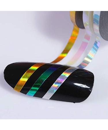 Holographic Gold Nail Striping Tapes - 3 Rolls (1mm, 2mm, 3mm) for Manicure Design and Nail Art Decoration - Buy Online on GoSupps.com