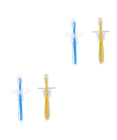 Frcolor 4 pieces of training toothbrush Beißring silicone bite toy for babies toothbrush beigebring baby toys re -born silicone toys for newborn teeth blush earth color child