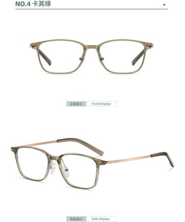 Metal Temples Square TR90 Blue Light Blocking Glasses for Men & Women | Anti-UV Ray Computer & Reading Glasses | Khaki-Green 51mm - Buy Online on GoSupps.com