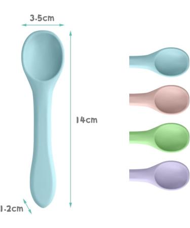 Vicloon Baby Spoons - Set of 4 Silicone Self-Feeding Weaning Spoons for Kids, Toddlers, Children, and Infants - Macarons - Buy Online on GoSupps.com