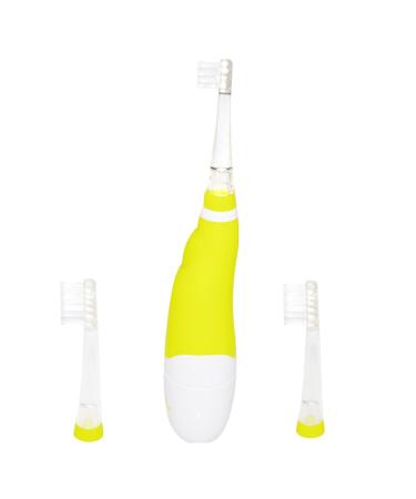 QLEBAO Electric Toothbrush for Children 6 Months to 5 Years Sonic Toothbrush with LED Light Smart Timer Waterproof IPX7 with 2 Brush Heads Baby Electric Toothbrush Yellow