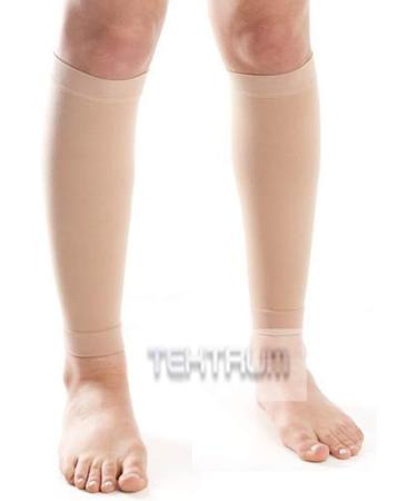 Tektrum Calf Shin Compression Sleeves 20-30mmHg for Men & Women - Large Beige - Boost Circulation & Recovery - Buy Online on GoSupps.com