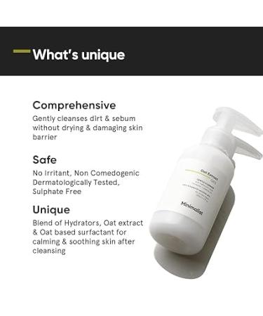 Min_im_alis_t Gentle Face Wash - 6% Oat Extract & Hyaluronic Acid for Sensitive Skin | Sulphate Free Non-Drying Fragrance Free Cleanser (120 ML) - International Shipping Available - Buy Online on GoSupps.com