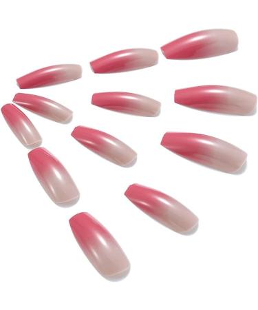 Coffin False Nails Long Fake Nails Ballerina Acrylic Press on Nails Gradient Stick on Nails 24pcs for Women and Girls (Color : Pink Size : H) - Buy Online on GoSupps.com
