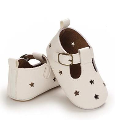 Baby Girl Mary Jane PU Leather First Walking Shoes | Anti-Slip Infant Princess Shoes 0-6 Months | White - Buy Online on GoSupps.com