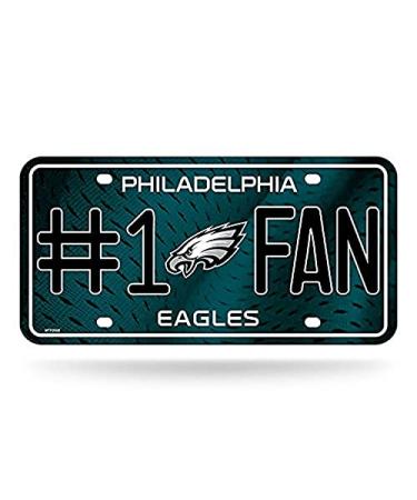 Rico Industries NFL Unisex-Adult #1 Fan Metal License Plate Tag Philadelphia Eagles 6 x 11.5" Team Color